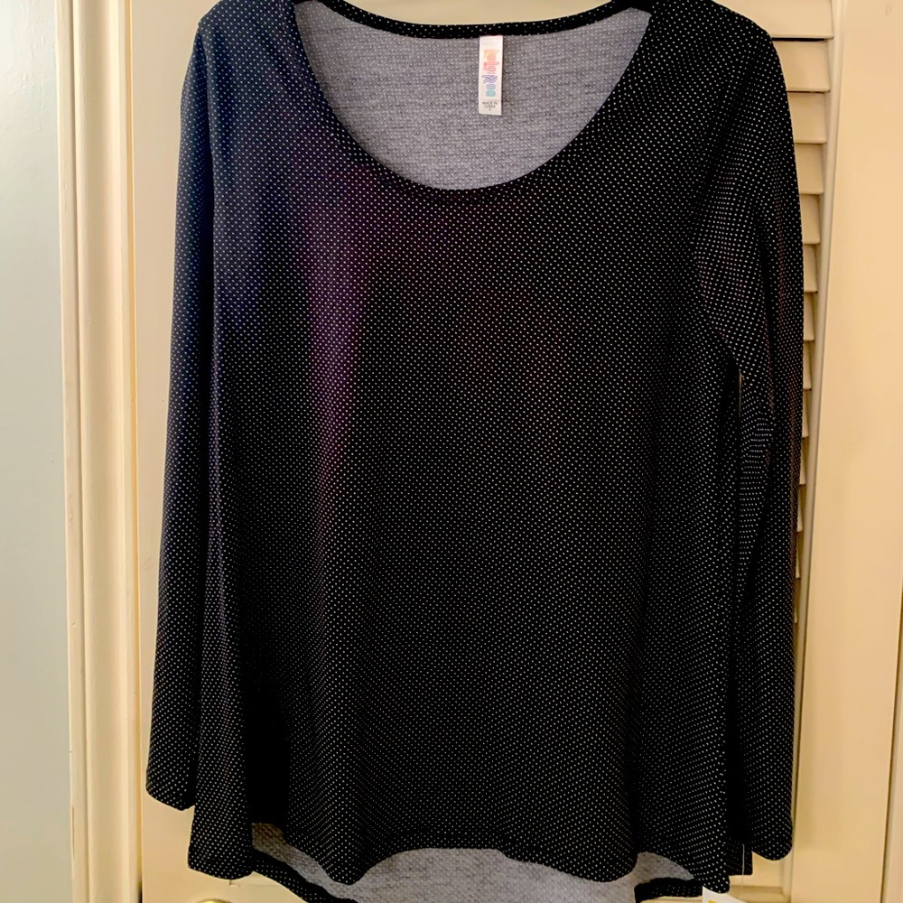 Brand new Lula Roe Black with Polka dots long sleeve blouse size small